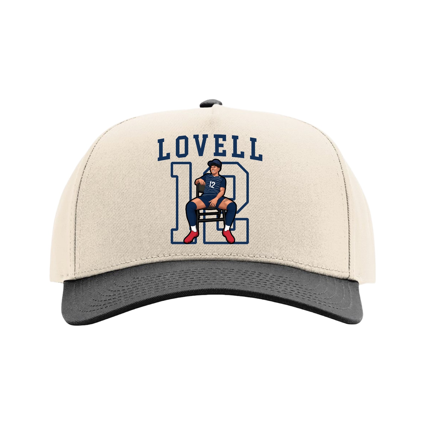 Full Fabric Five-Panel Champ Cap — Shirsey in Cream/Black