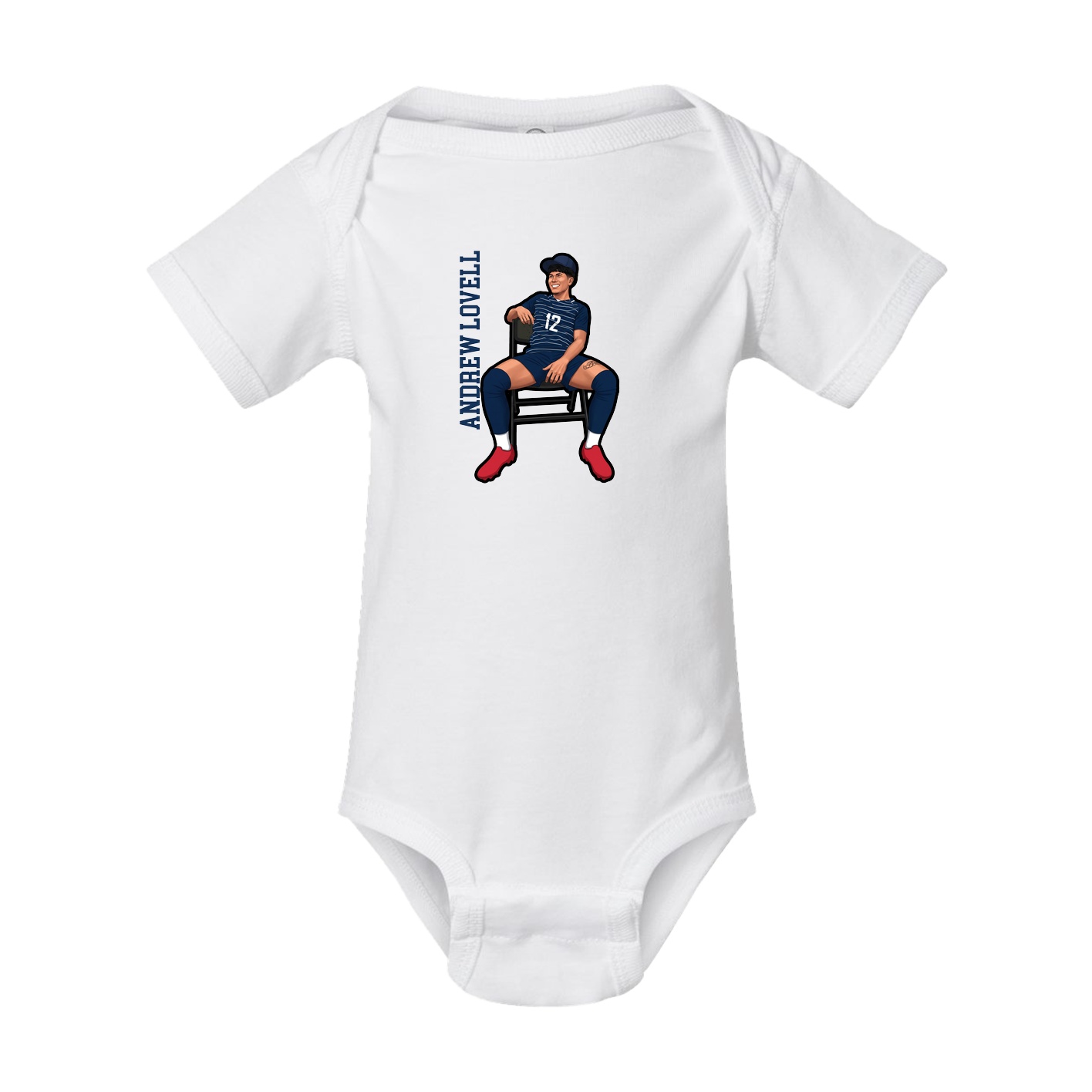 Baby Onesie — Name Vertical in White