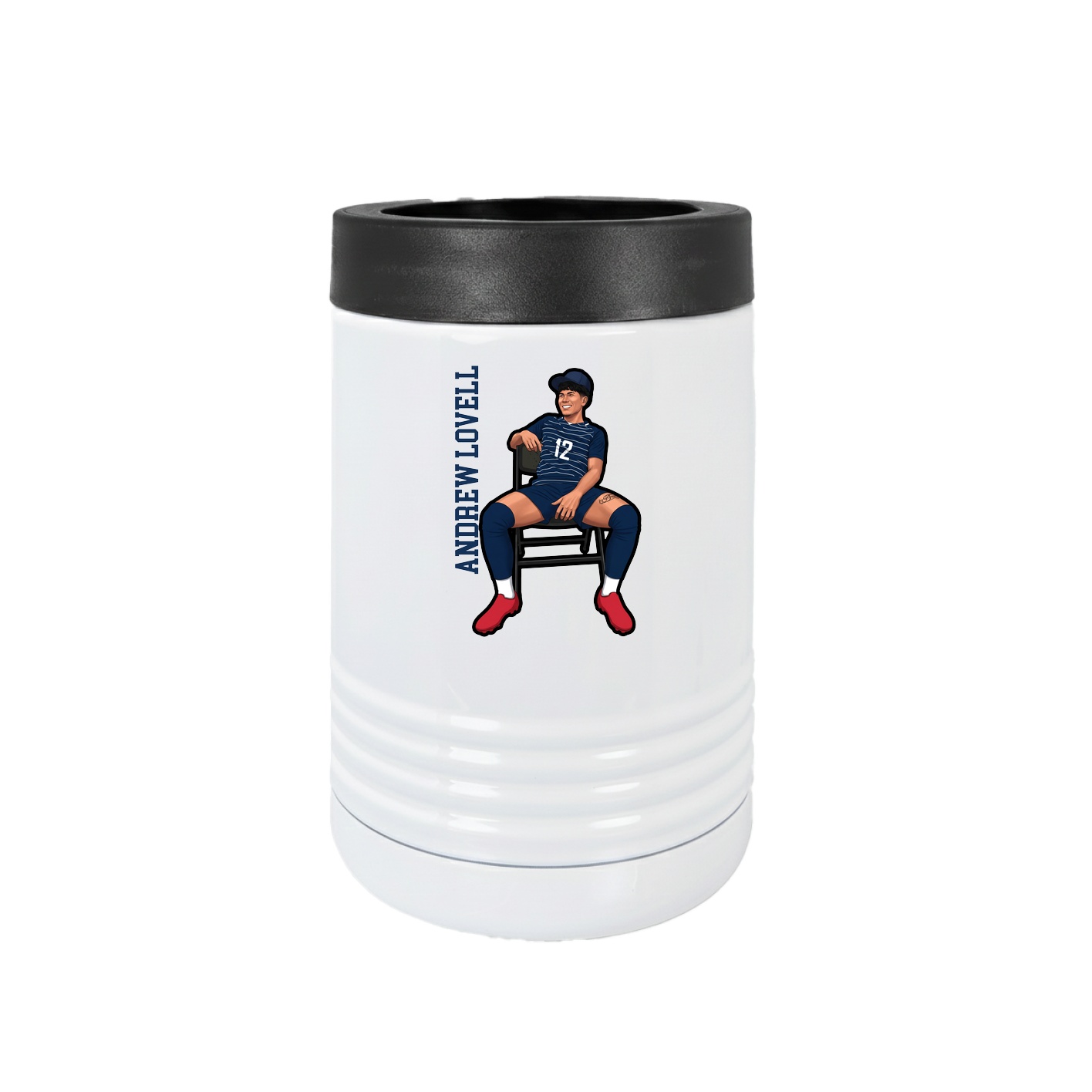 Beverage Holder — Name Vertical in White