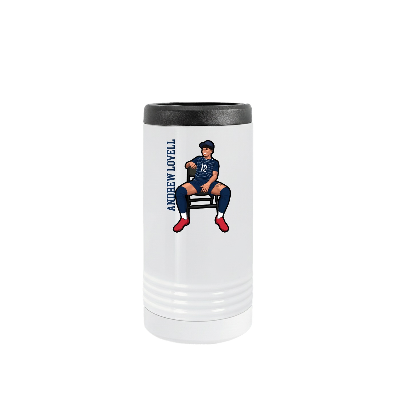 Slim Beverage Holder — Name Vertical in White