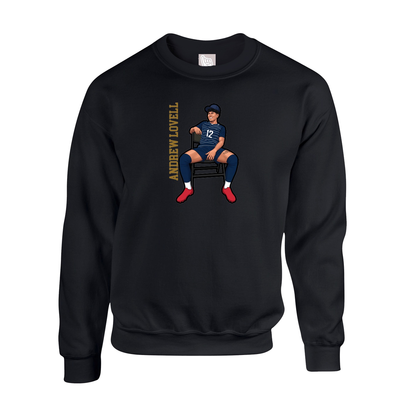 Fleece Crew — Name Vertical in Black