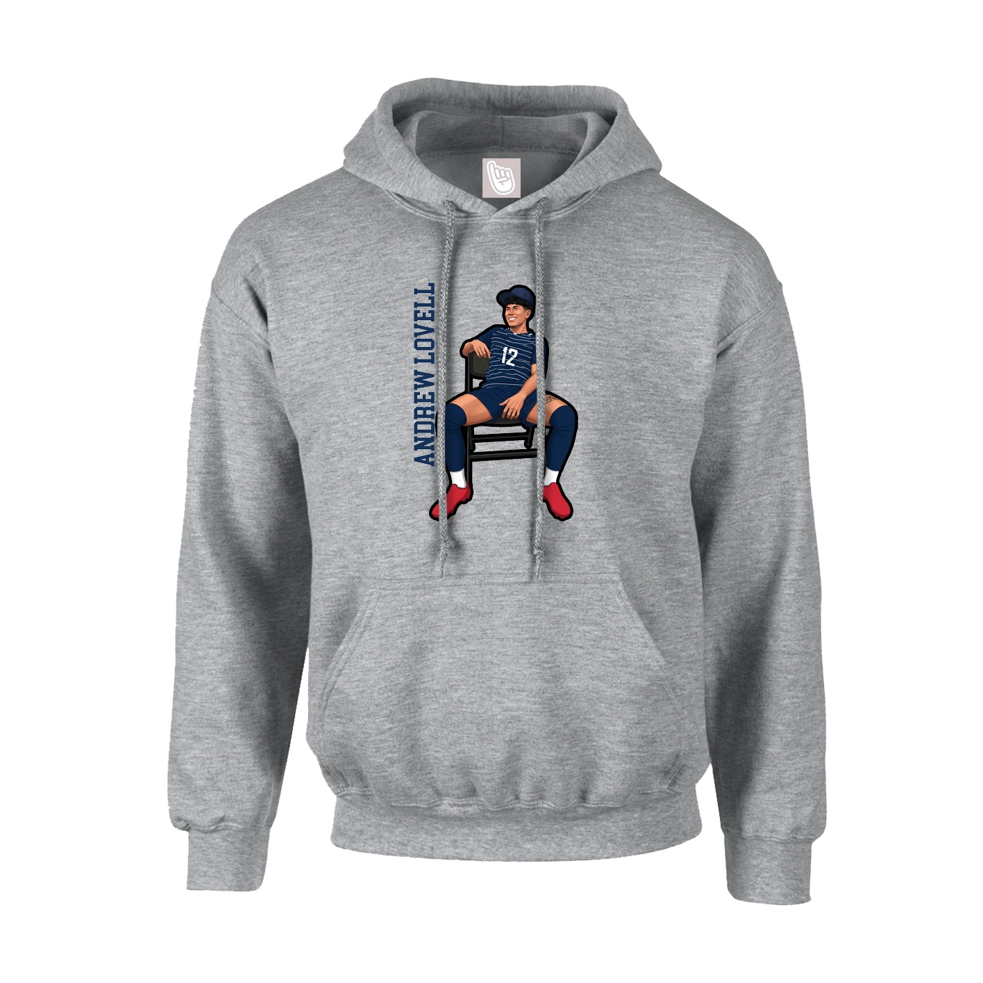 Youth Hoodie — Name Vertical in Grey
