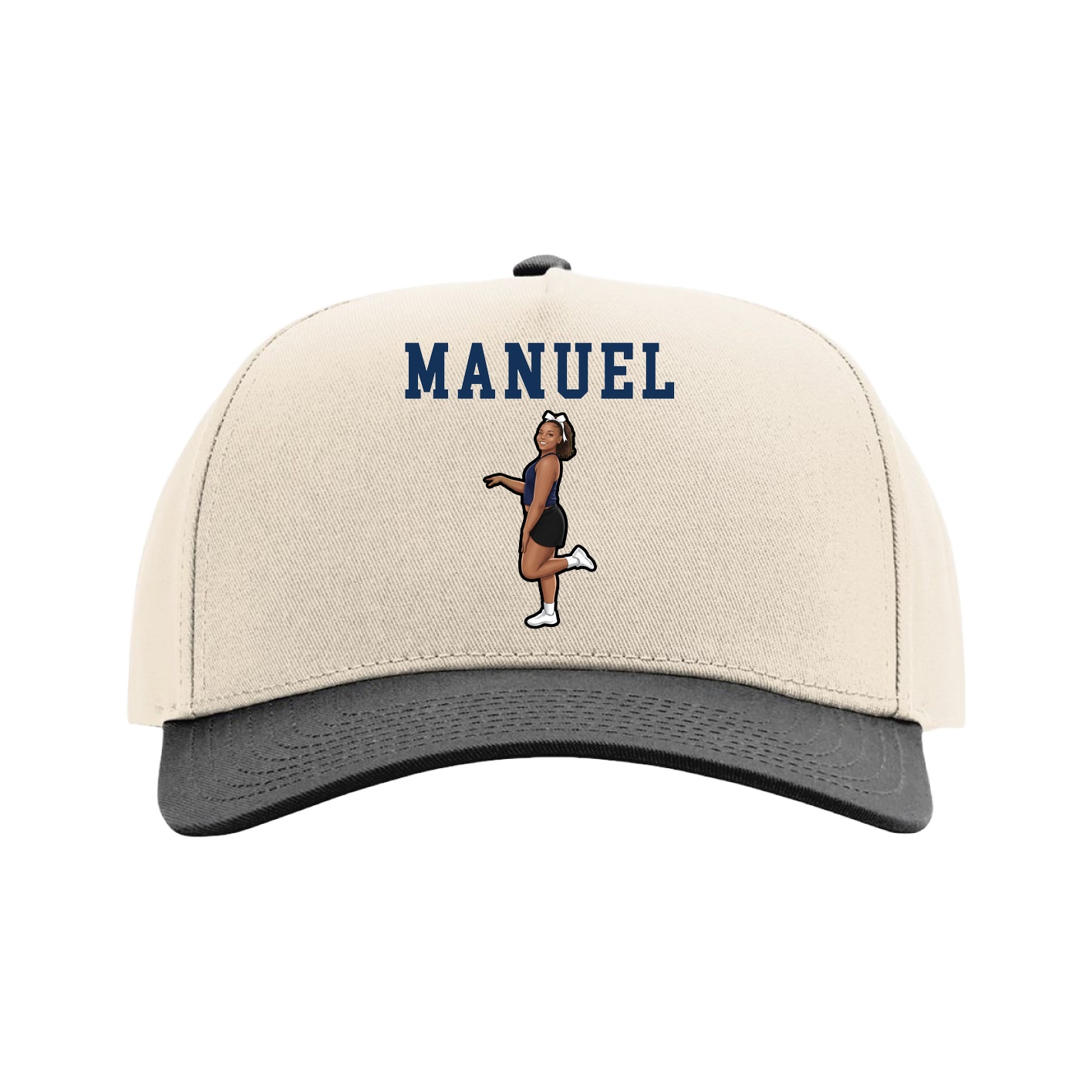 Full Fabric Five-Panel Champ Cap — Shirsey in Cream/Black