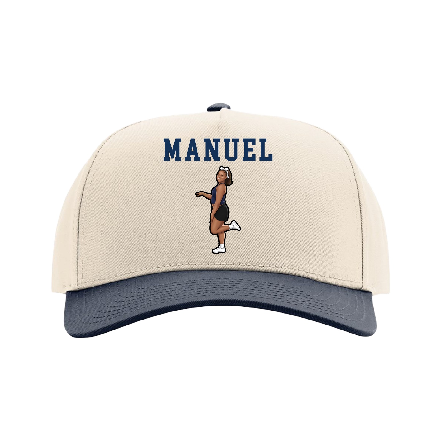 Full Fabric Five-Panel Champ Cap — Shirsey in Cream/Navy