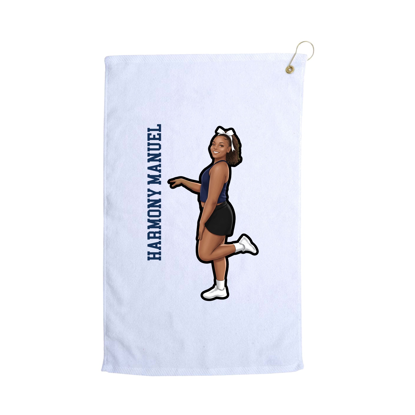 Golf Towel — Name Vertical in White