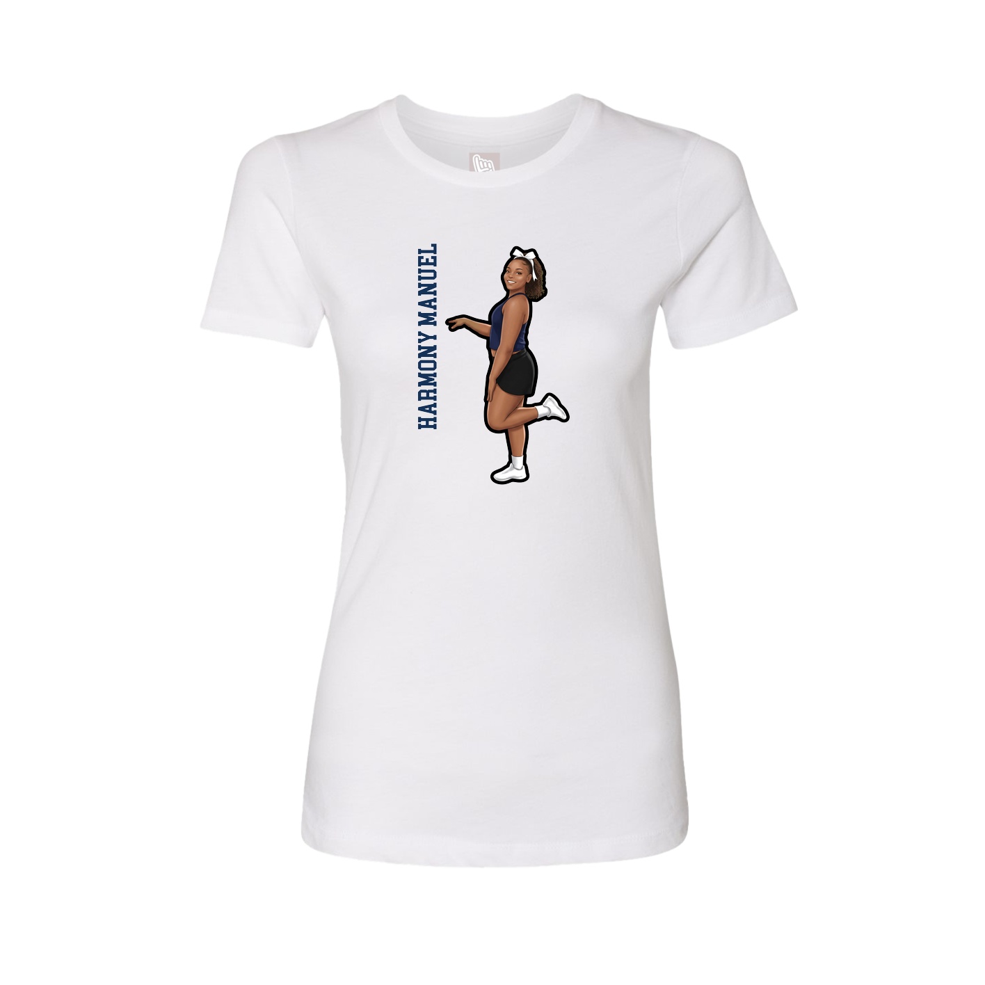 Womens Tee — Name Vertical in White