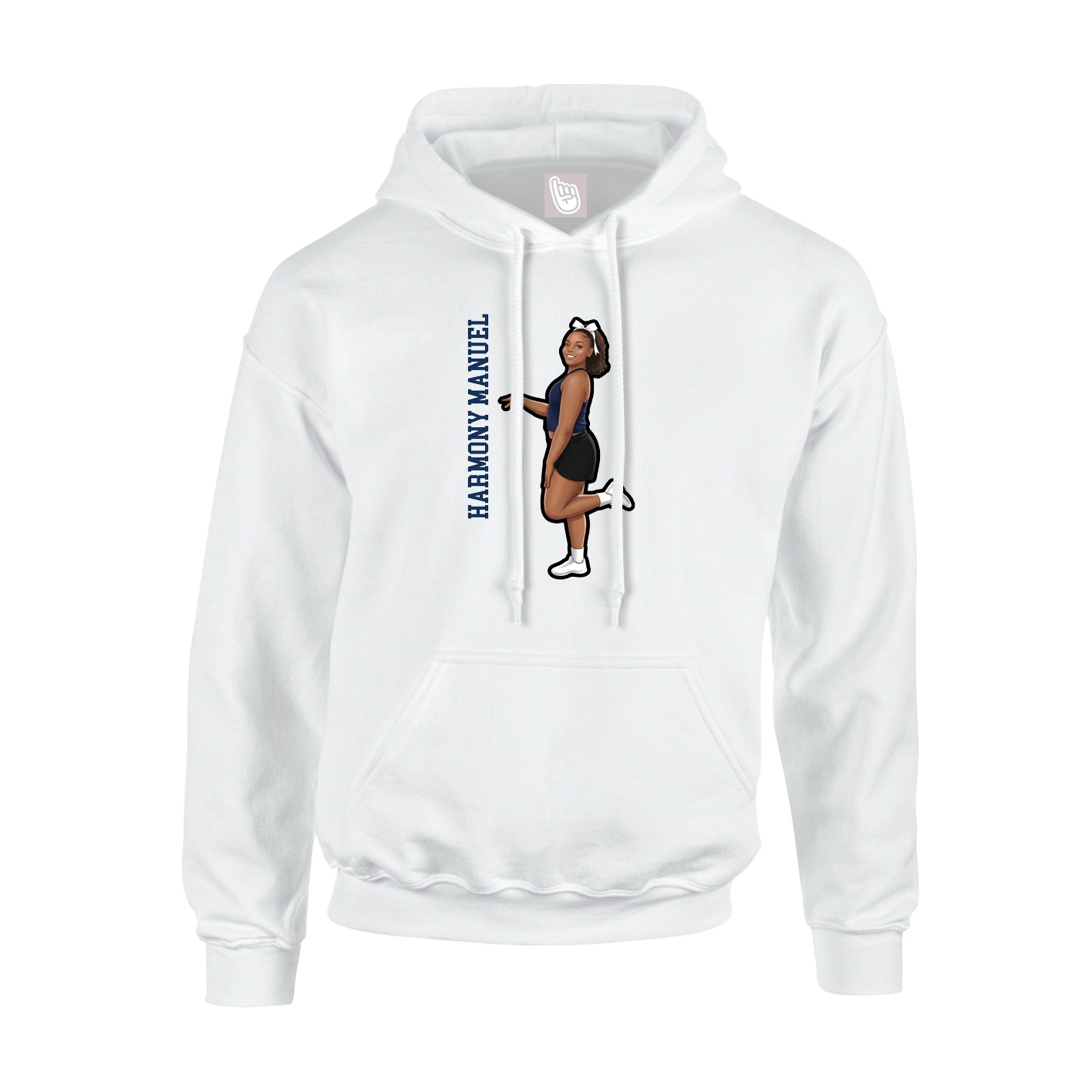 Youth Hoodie — Name Vertical in White