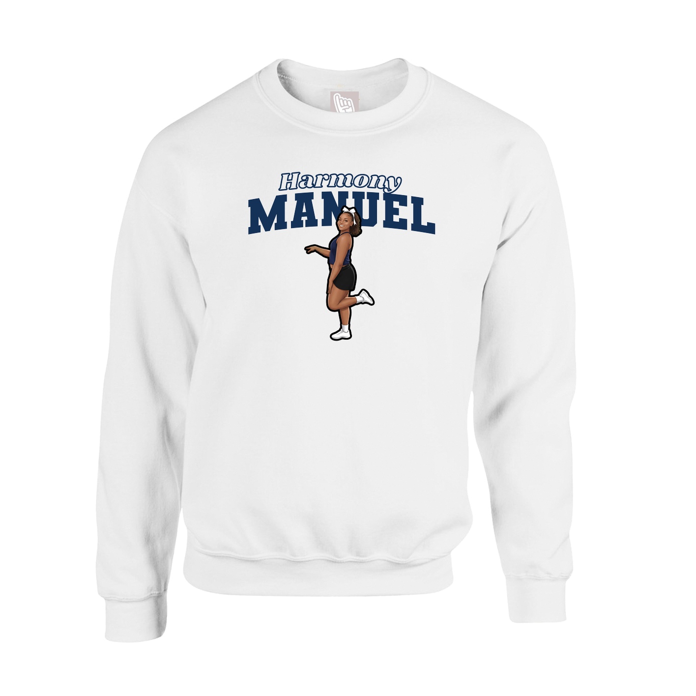 Fleece Crew — Name Arch in White