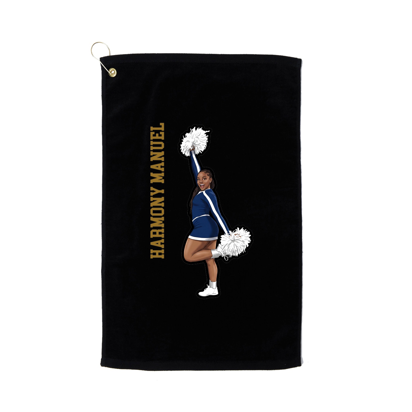 Golf Towel — Name Vertical in Black