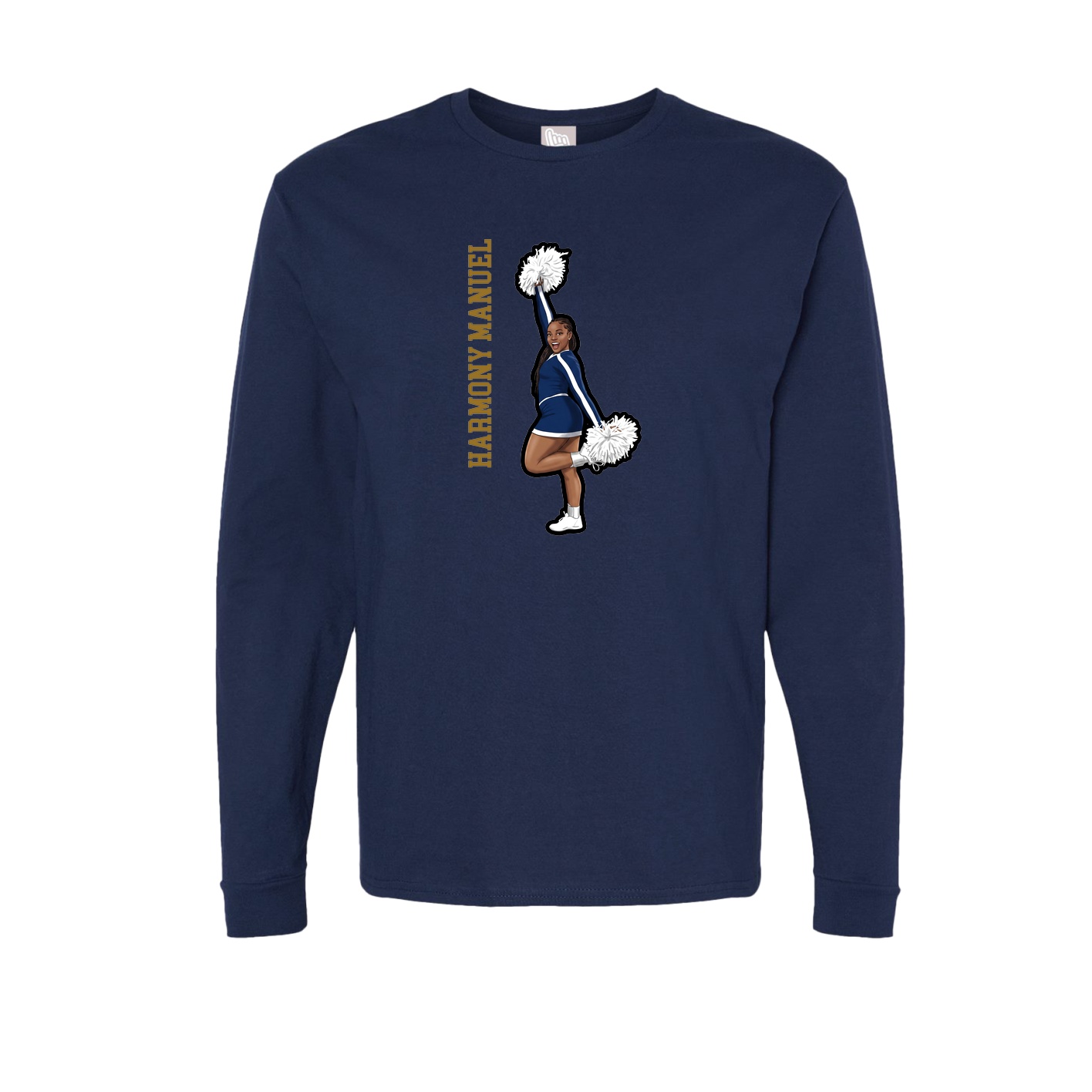 Long Sleeve Tee — Name Vertical in Navy