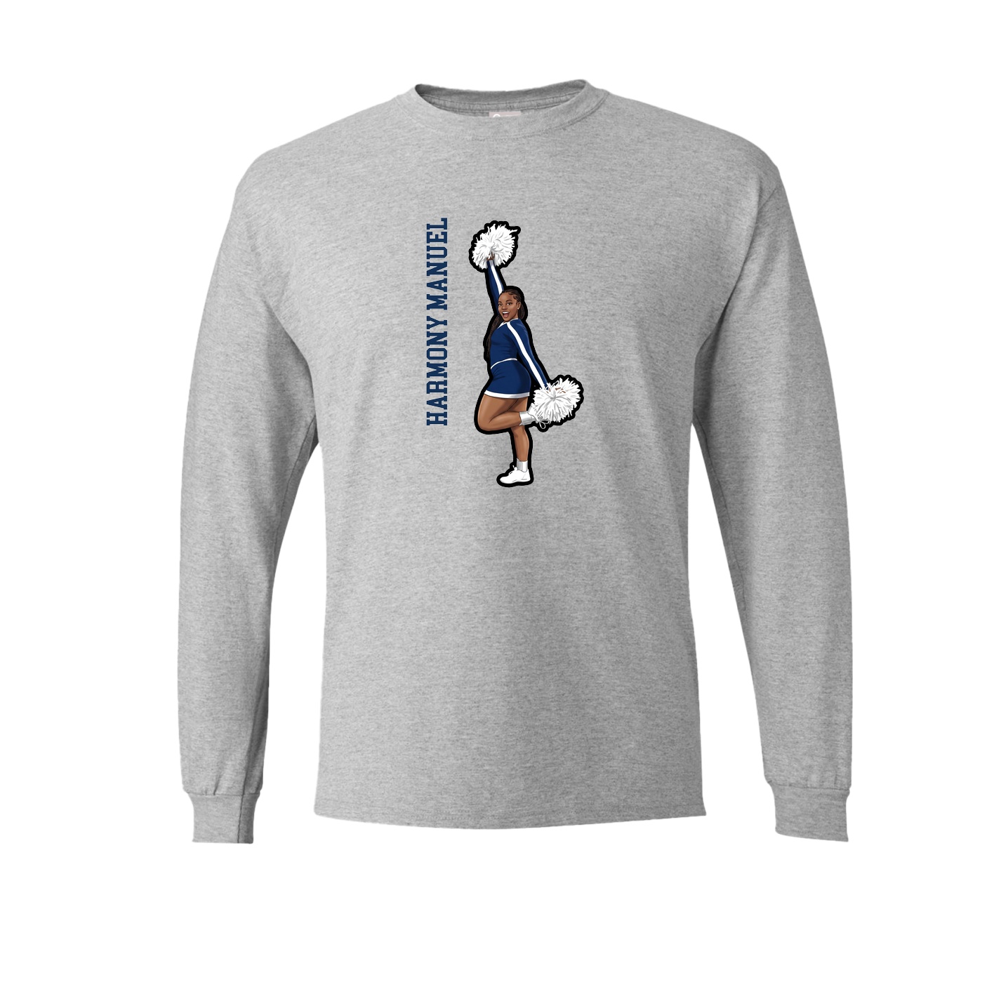 Long Sleeve Tee — Name Vertical in Grey