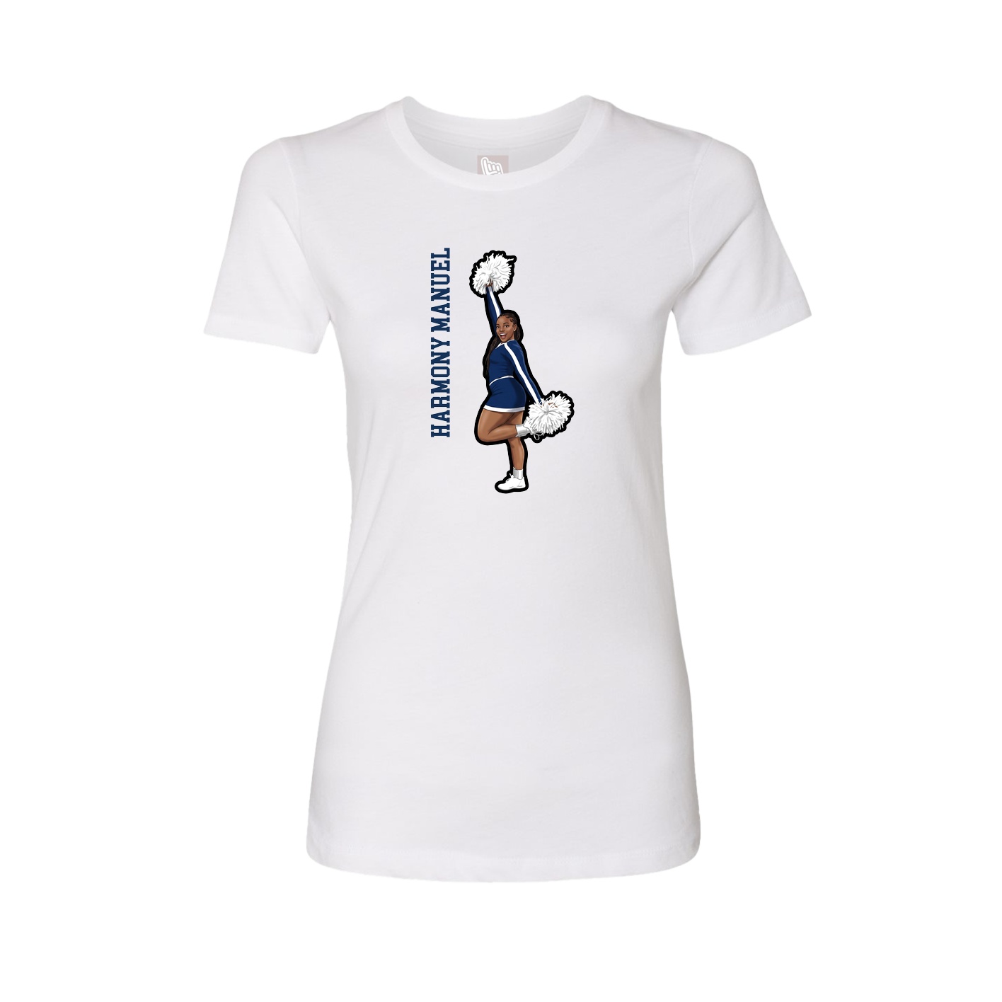 Womens Tee — Name Vertical in White