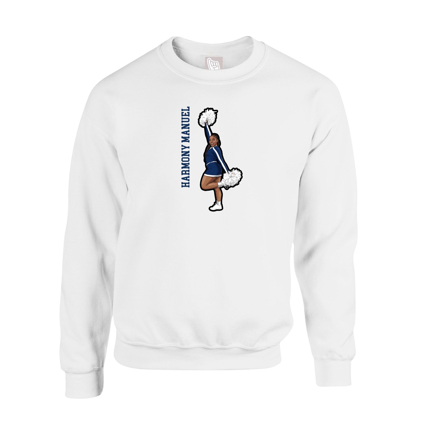 Fleece Crew — Name Vertical in White