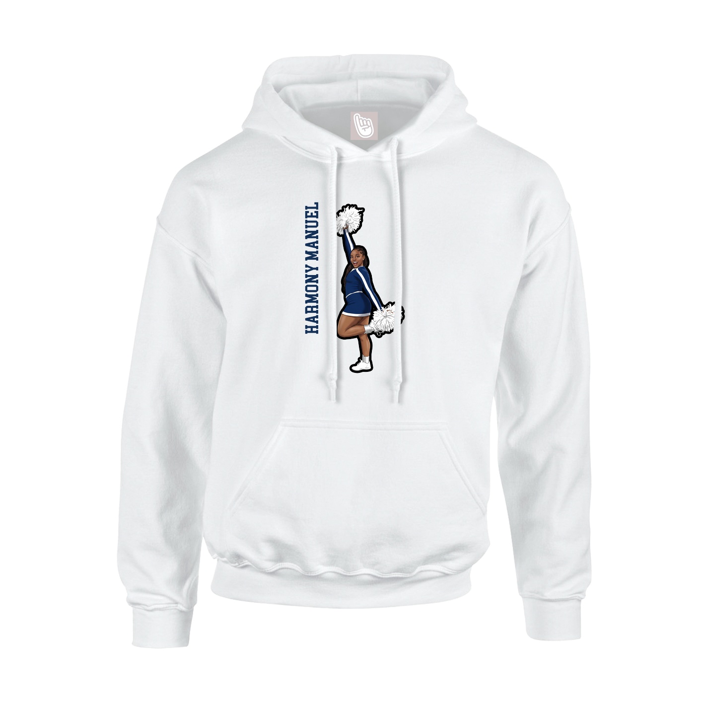 Youth Hoodie — Name Vertical in White