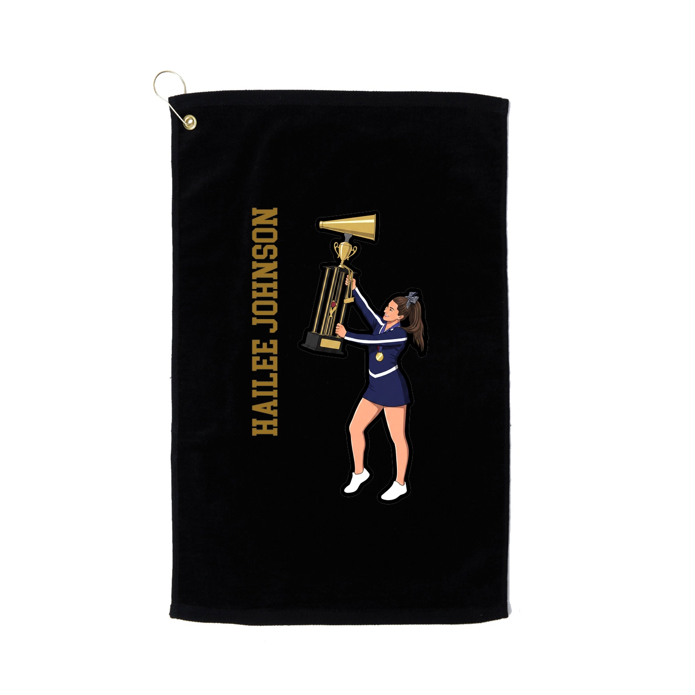 Golf Towel — Name Vertical in Black