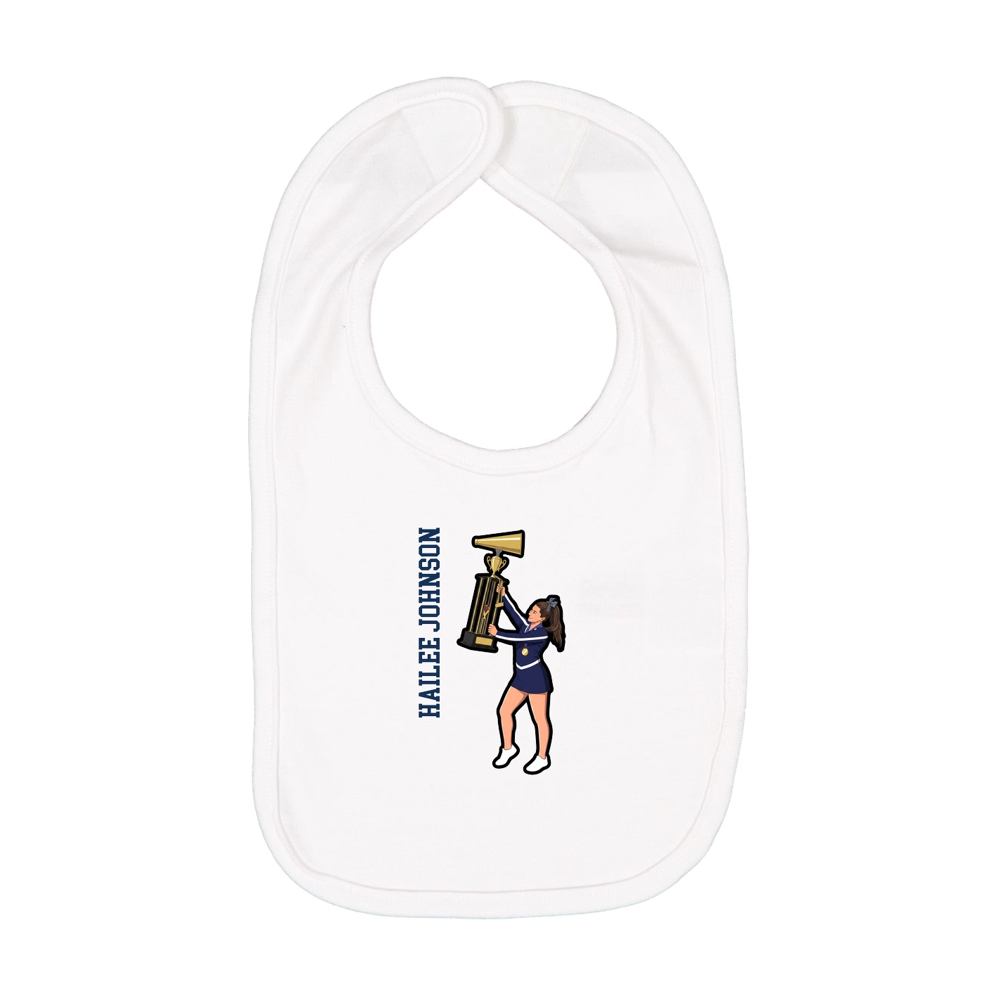 Infant Bib — Name Vertical in White