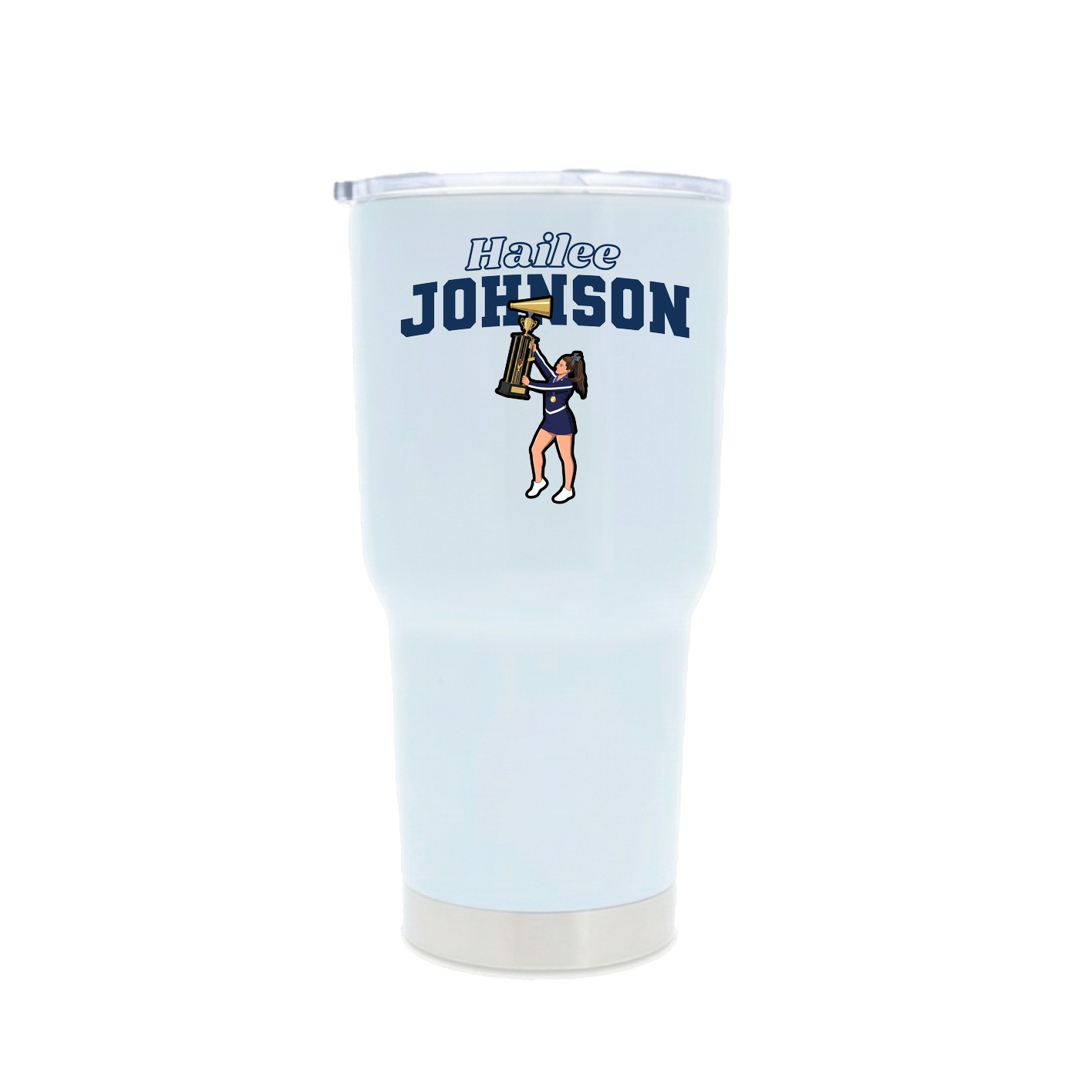 30oz Stainless Steel Tumbler — Name Arch in White