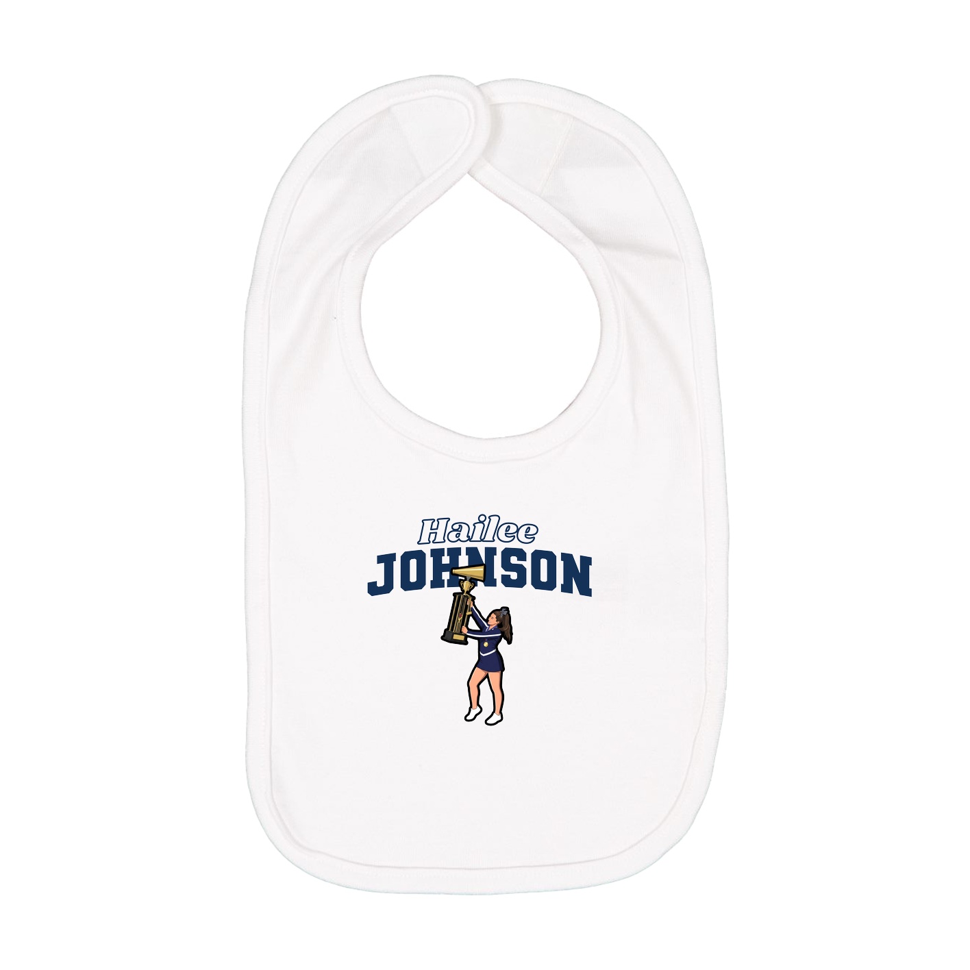 Infant Bib — Name Arch in White