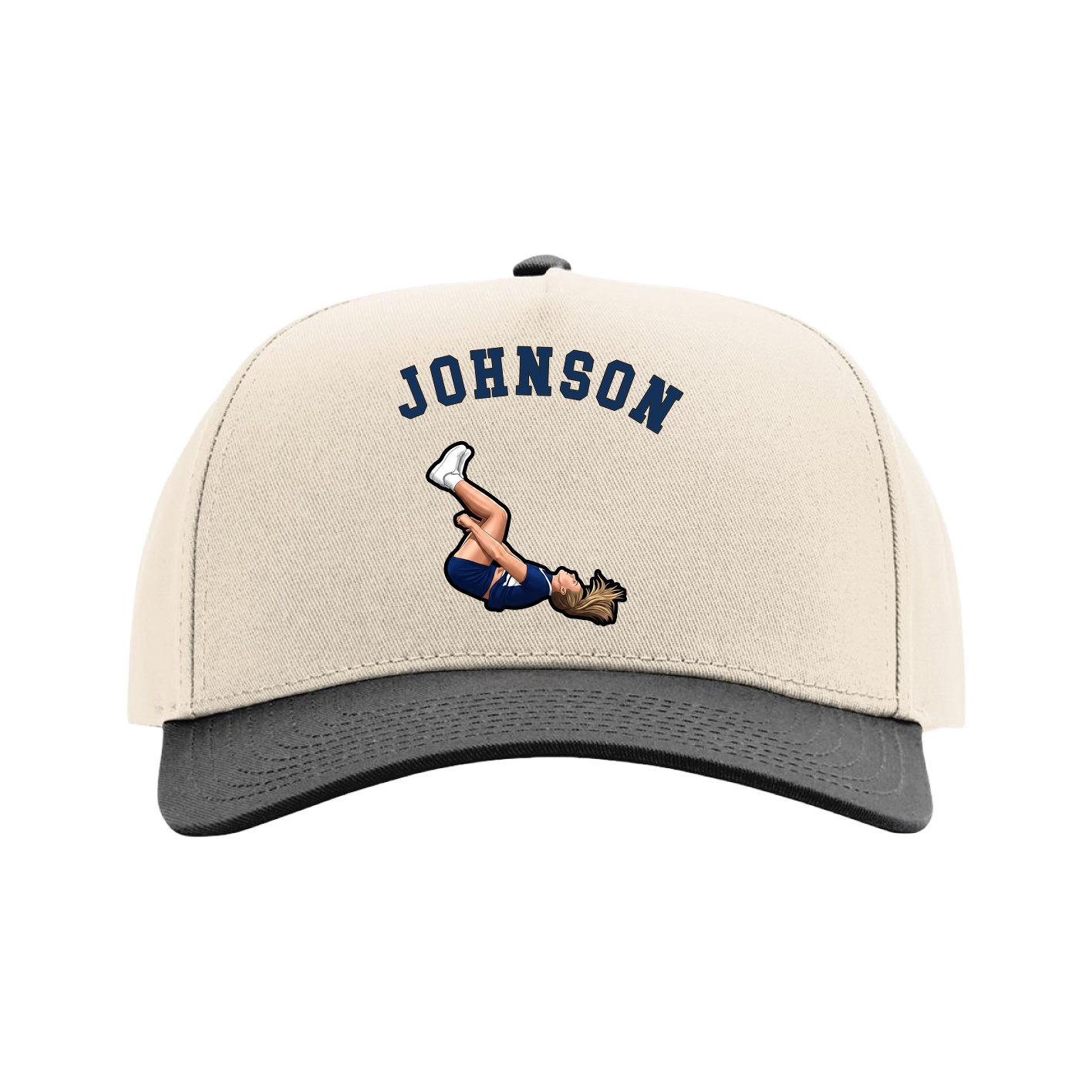 Full Fabric Five-Panel Champ Cap — Shirsey Arch in Cream/Black