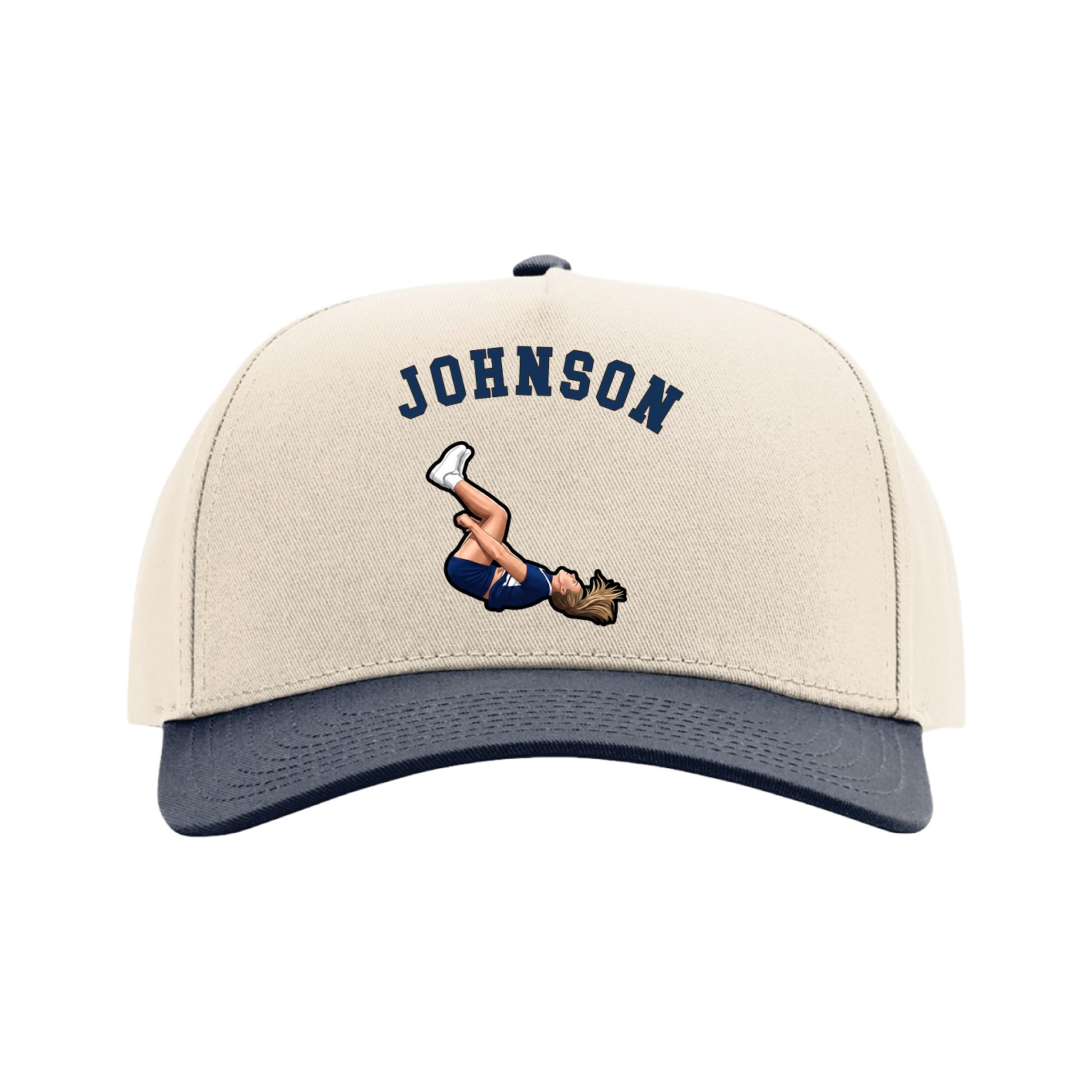 Full Fabric Five-Panel Champ Cap — Shirsey Arch in Cream/Navy
