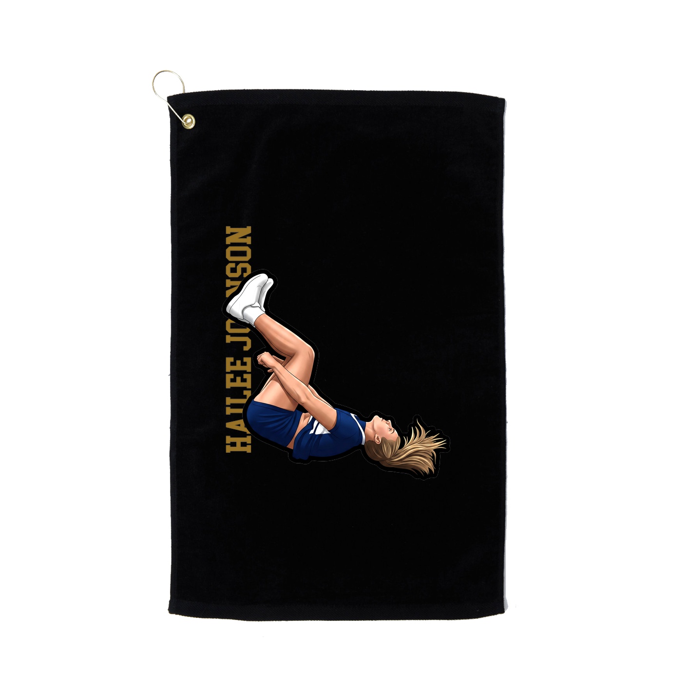 Golf Towel — Name Vertical in Black