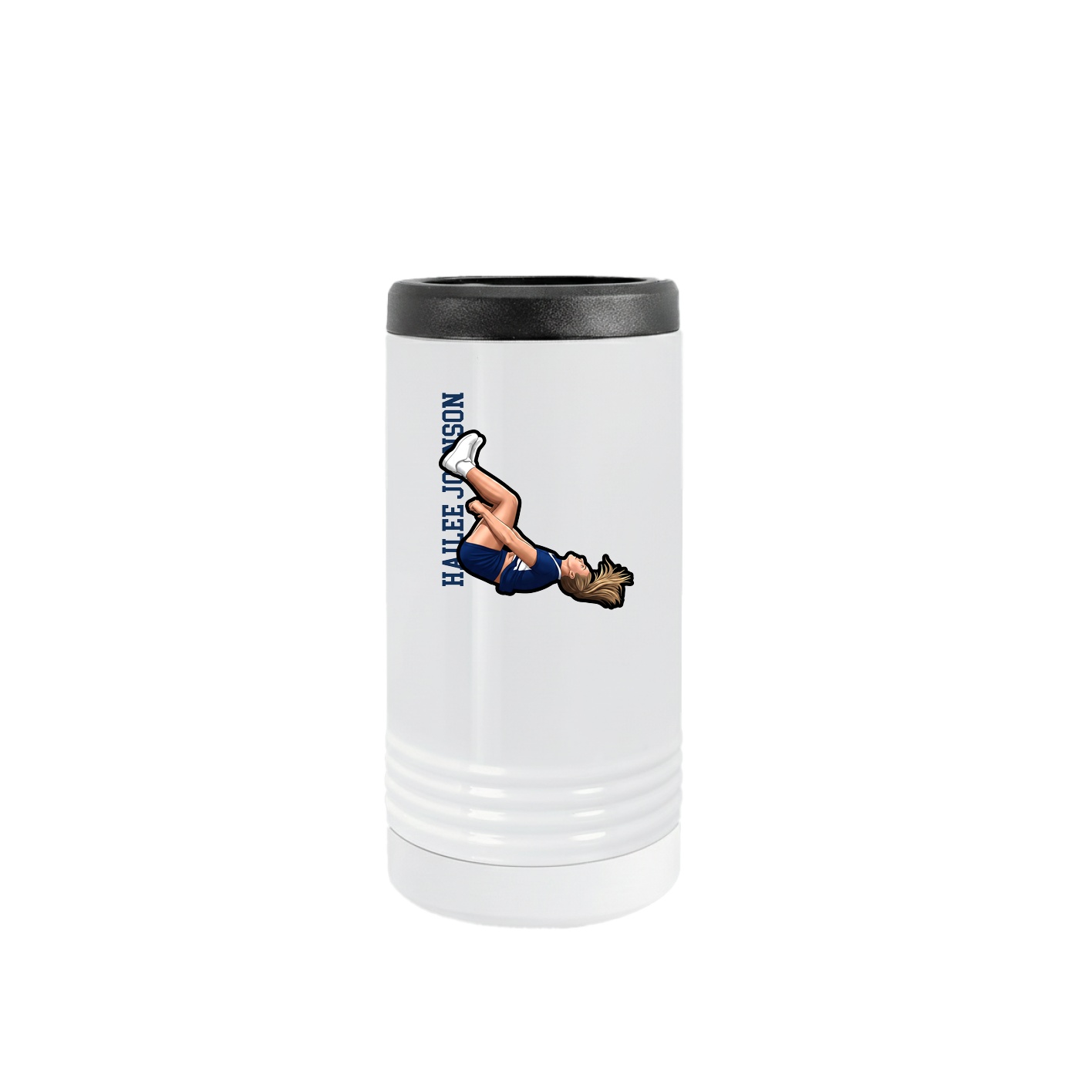 Slim Beverage Holder — Name Vertical in White