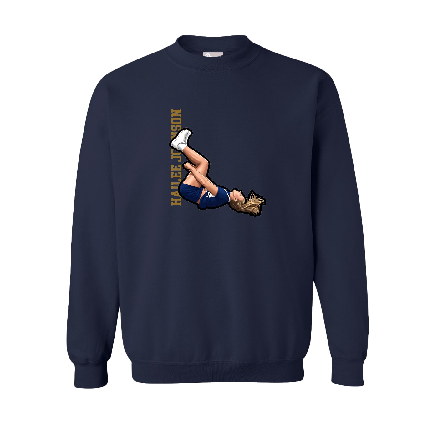 Fleece Crew — Name Vertical in Navy
