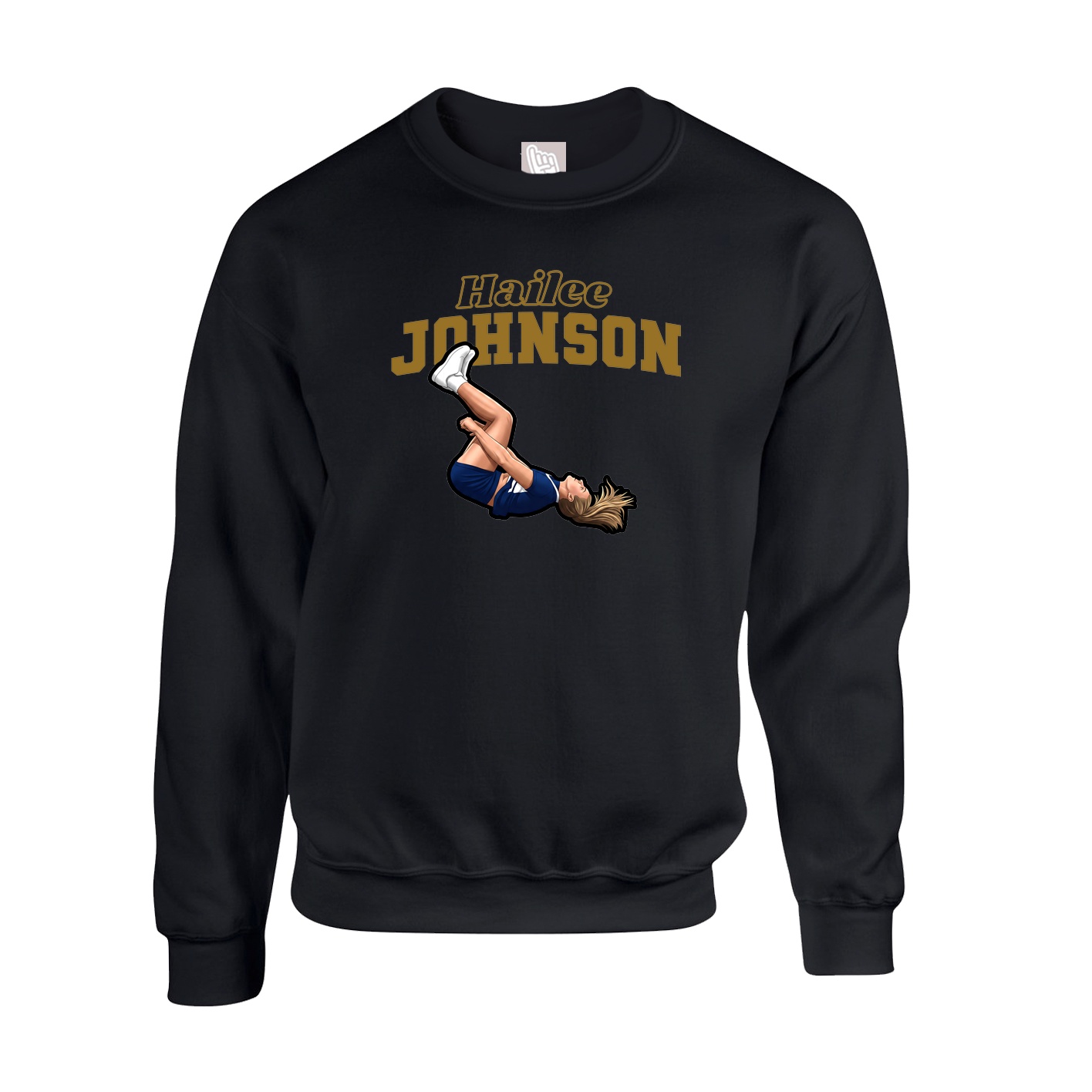 Fleece Crew — Name Arch in Black