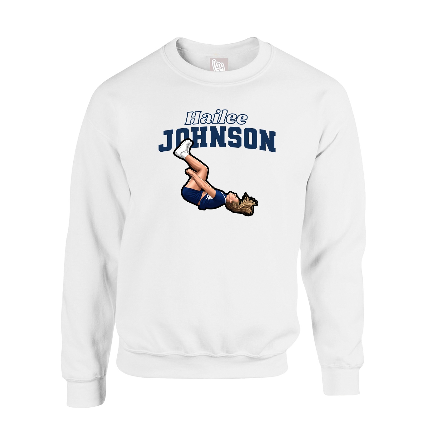Fleece Crew — Name Arch in White