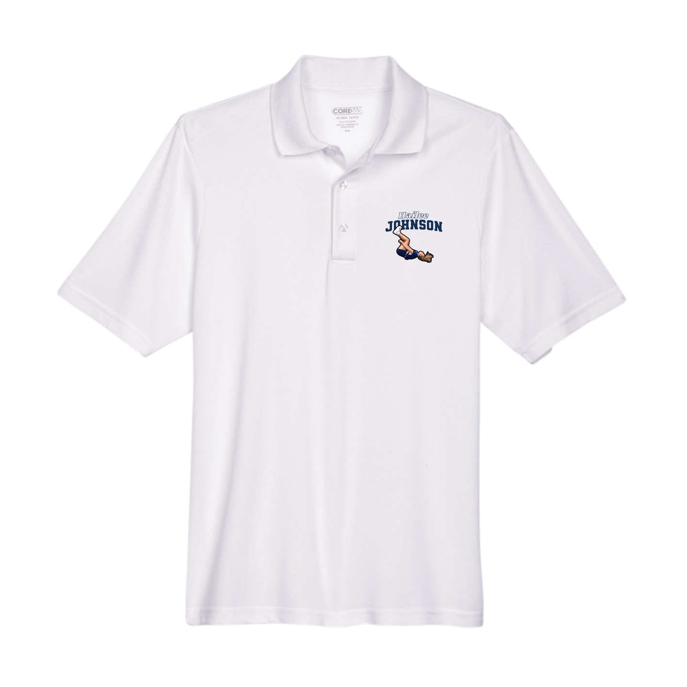 Performance Polo — Name Arch in White
