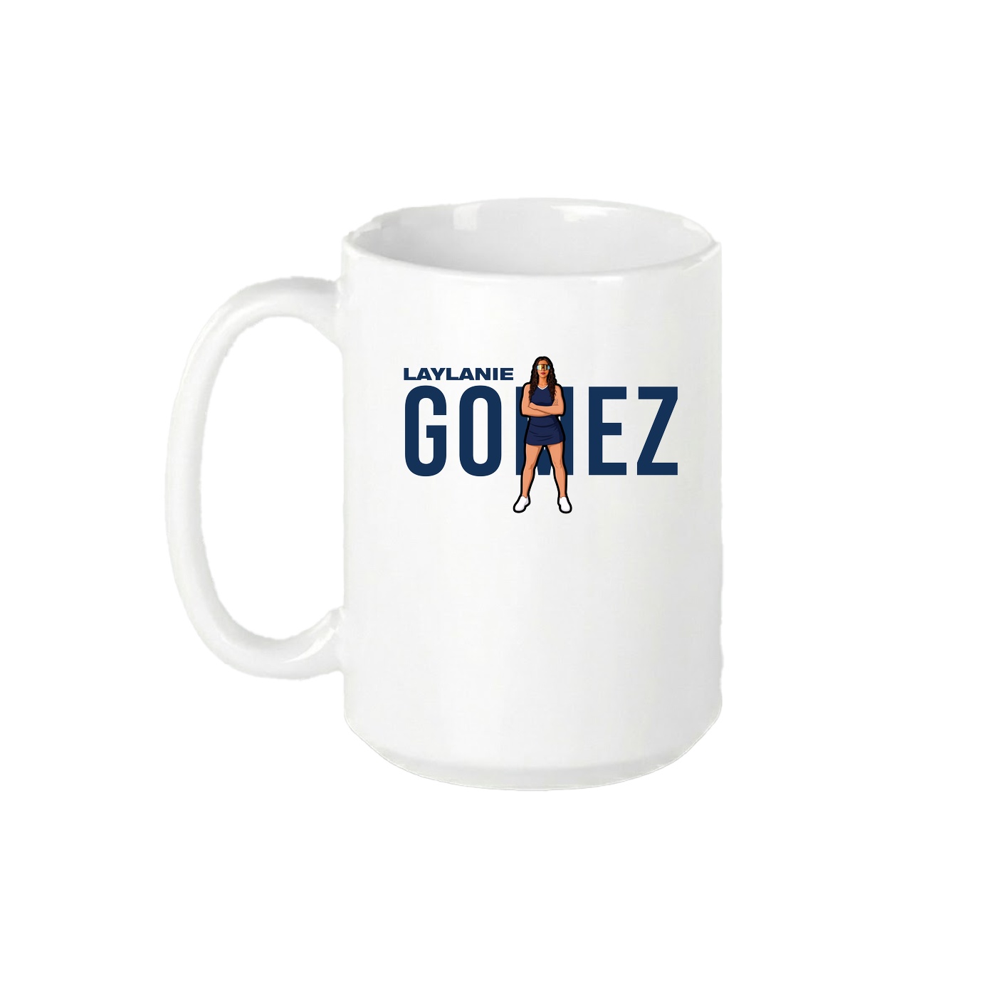 15oz Coffee Mug — Player Name in White