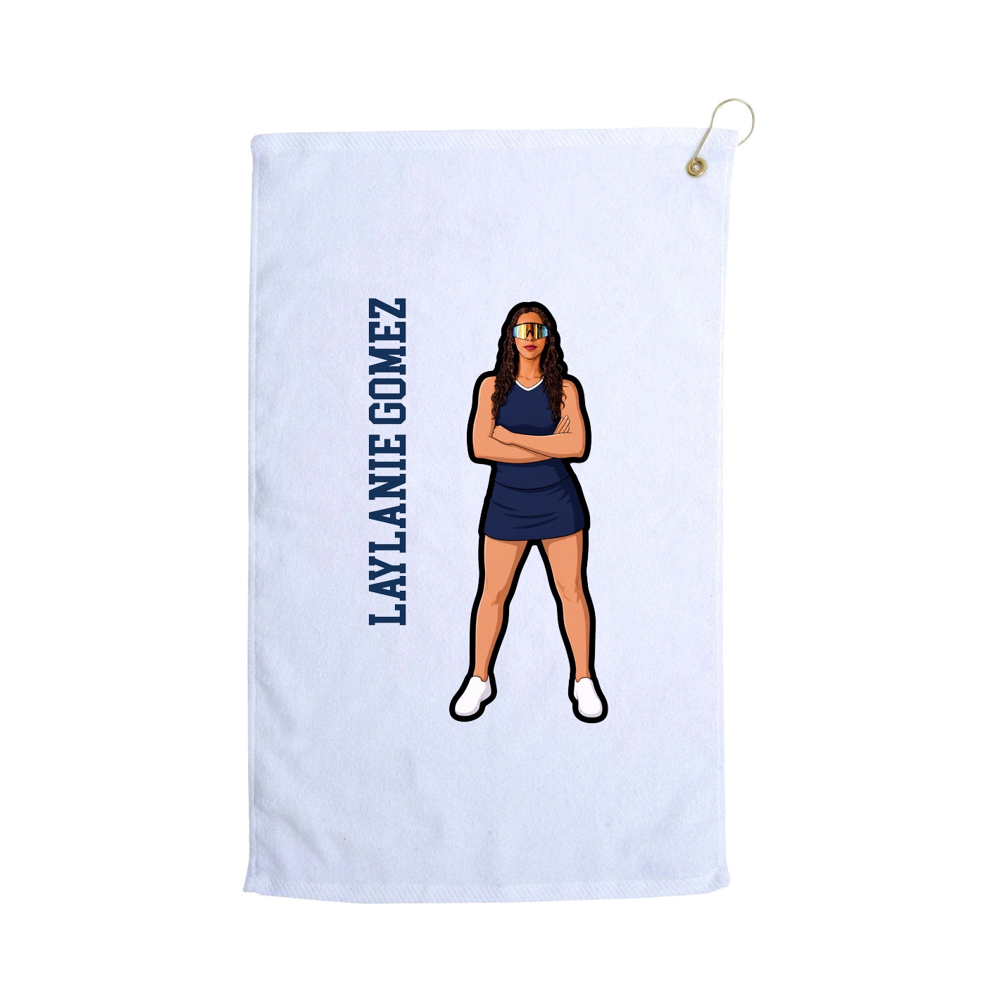 Golf Towel — Name Vertical in White