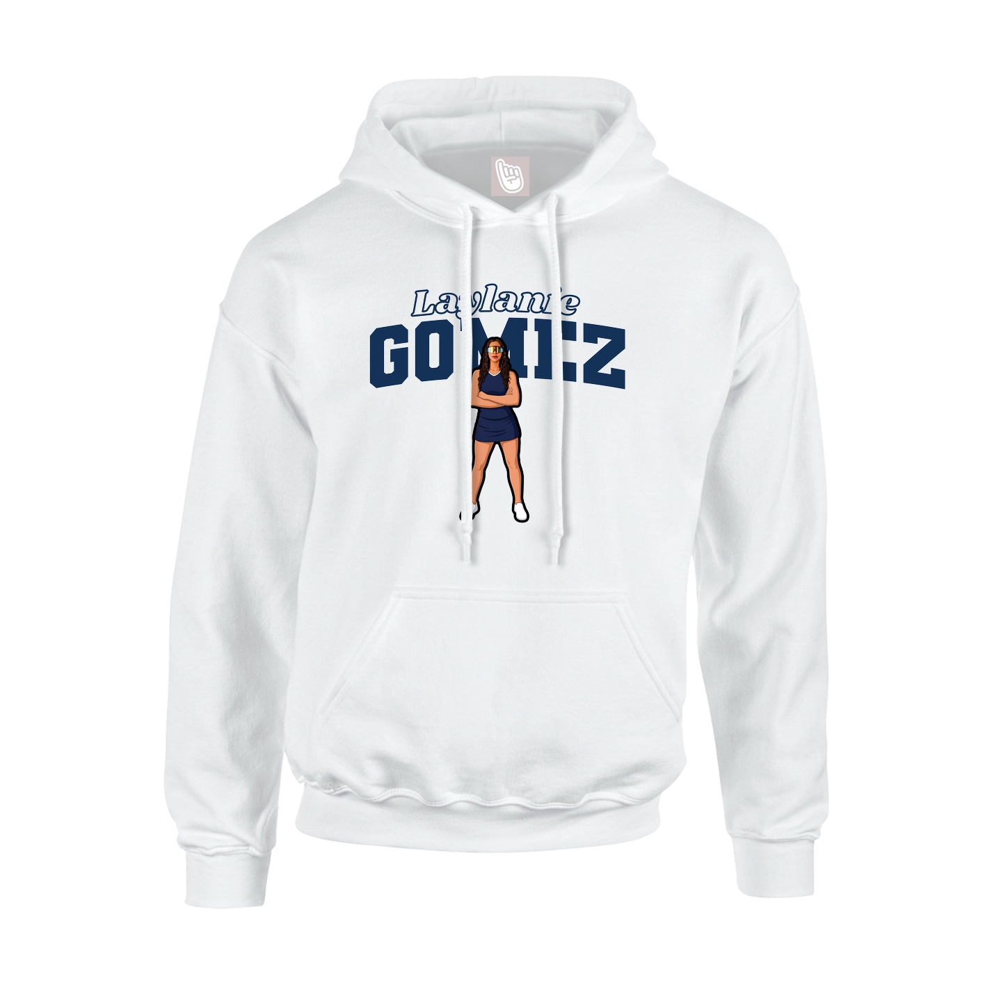 Youth Hoodie — Name Arch in White