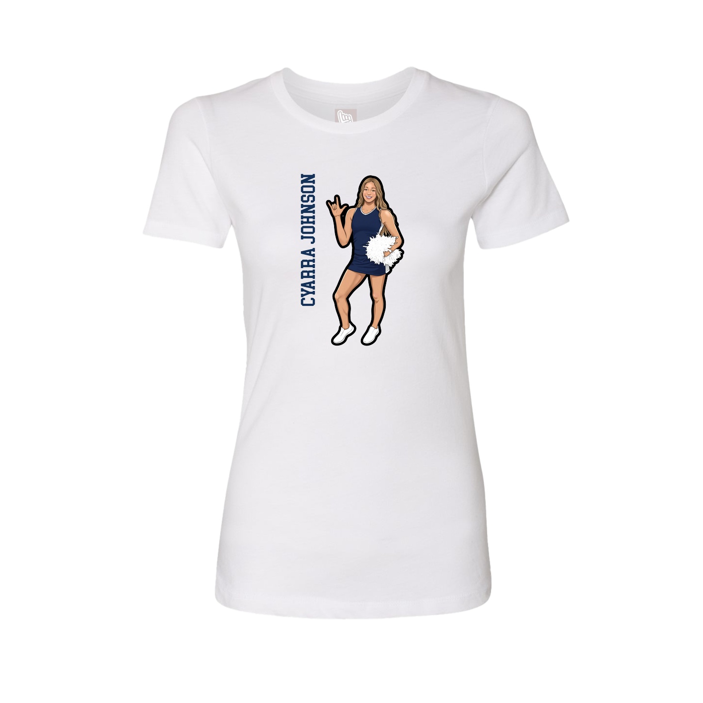 Fitted Women's Tee — Name Vertical in White