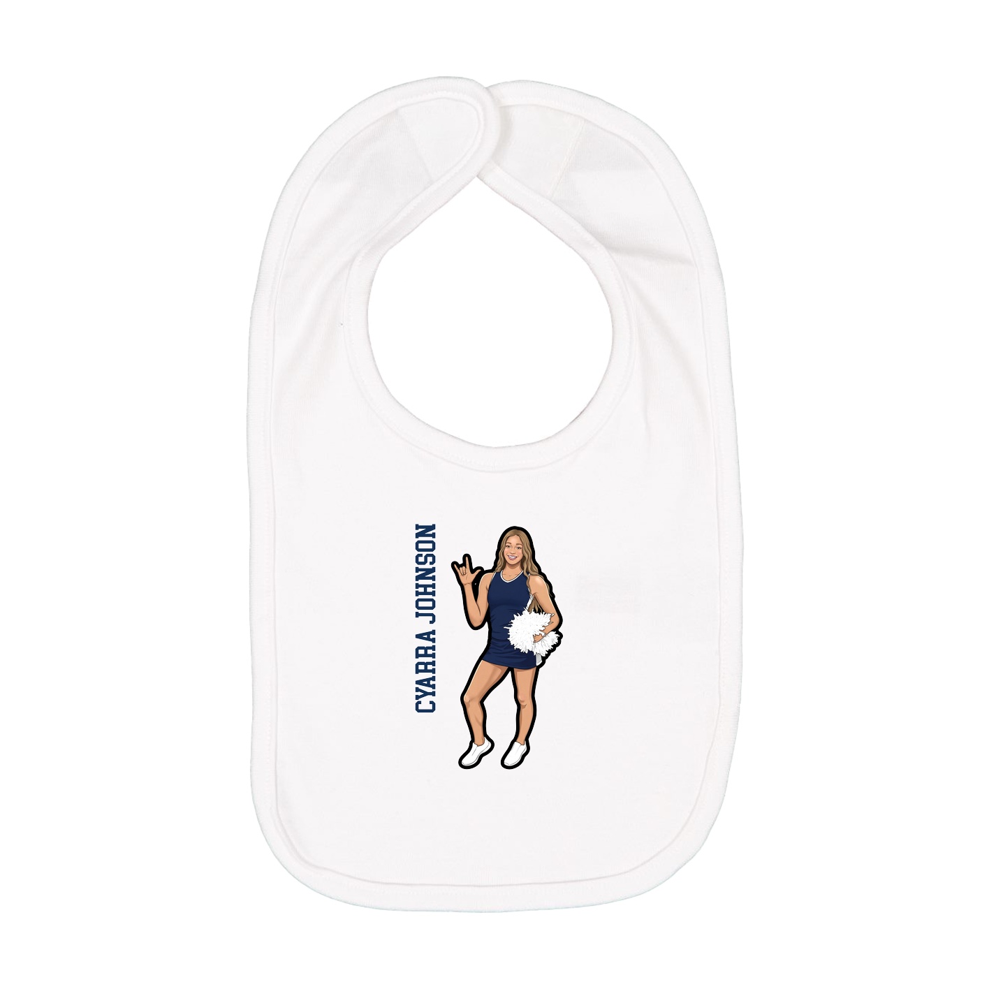 Infant Bib — Name Vertical in White