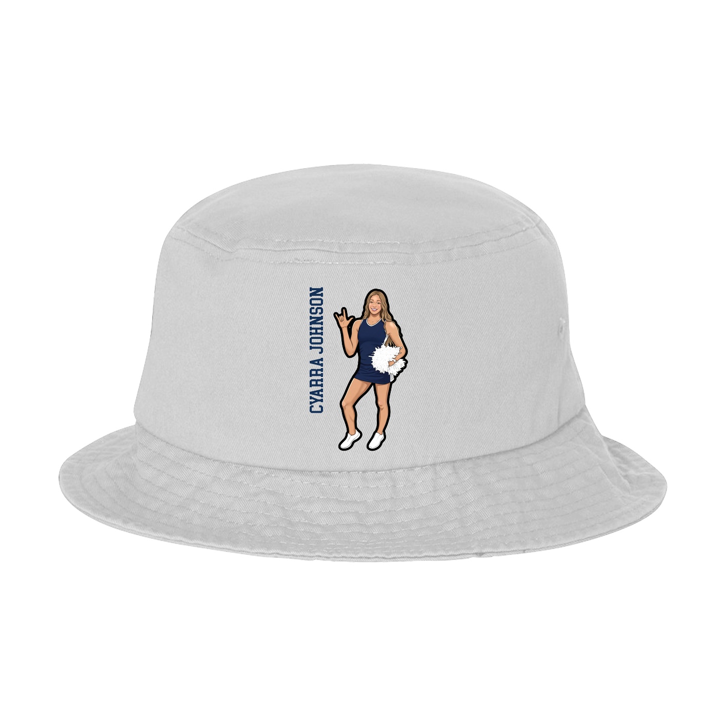 Bucket Cap — Name Vertical in White