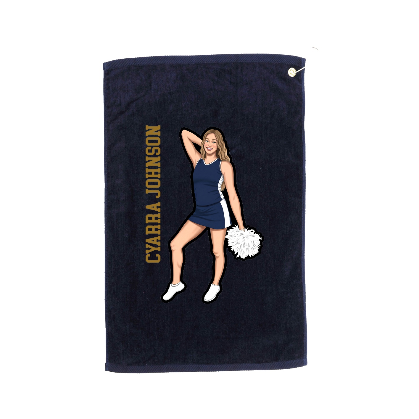 Golf Towel — Name Vertical in Navy
