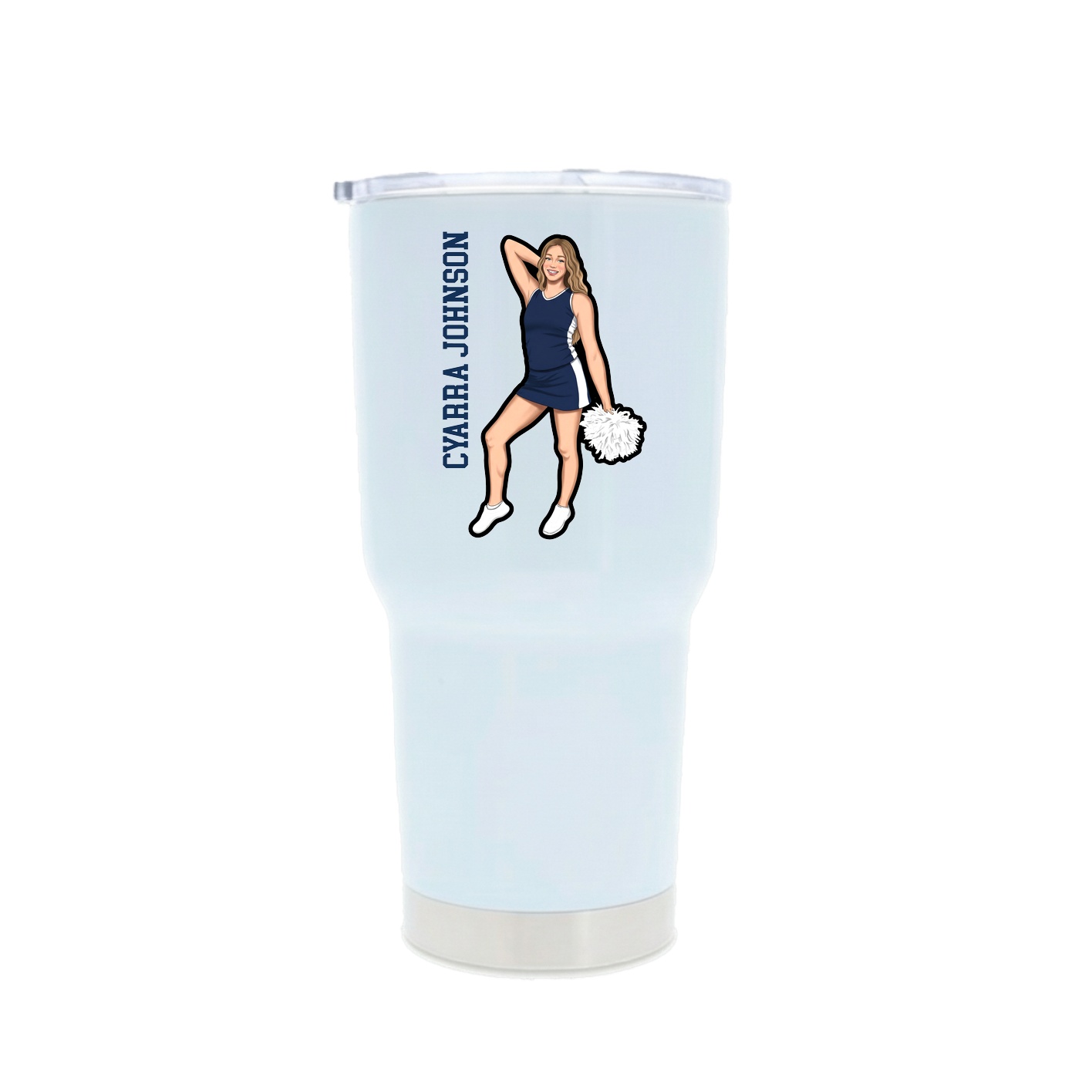 30oz Stainless Steel Tumbler — Name Vertical in White