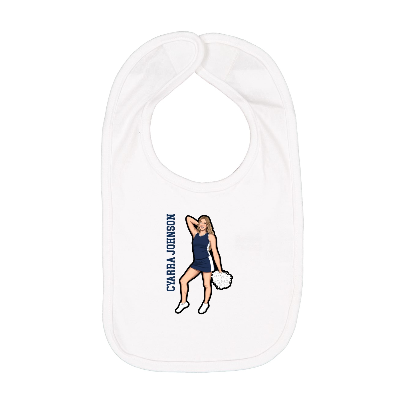 Infant Bib — Name Vertical in White