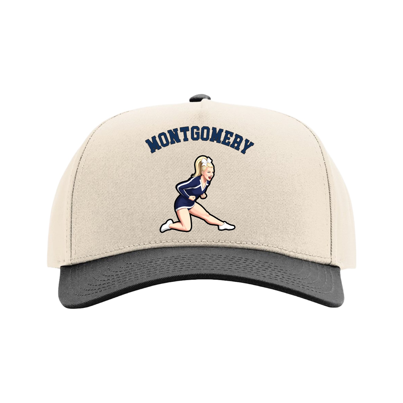 Full Fabric Five-Panel Champ Cap — Shirsey Arch in Cream/Black