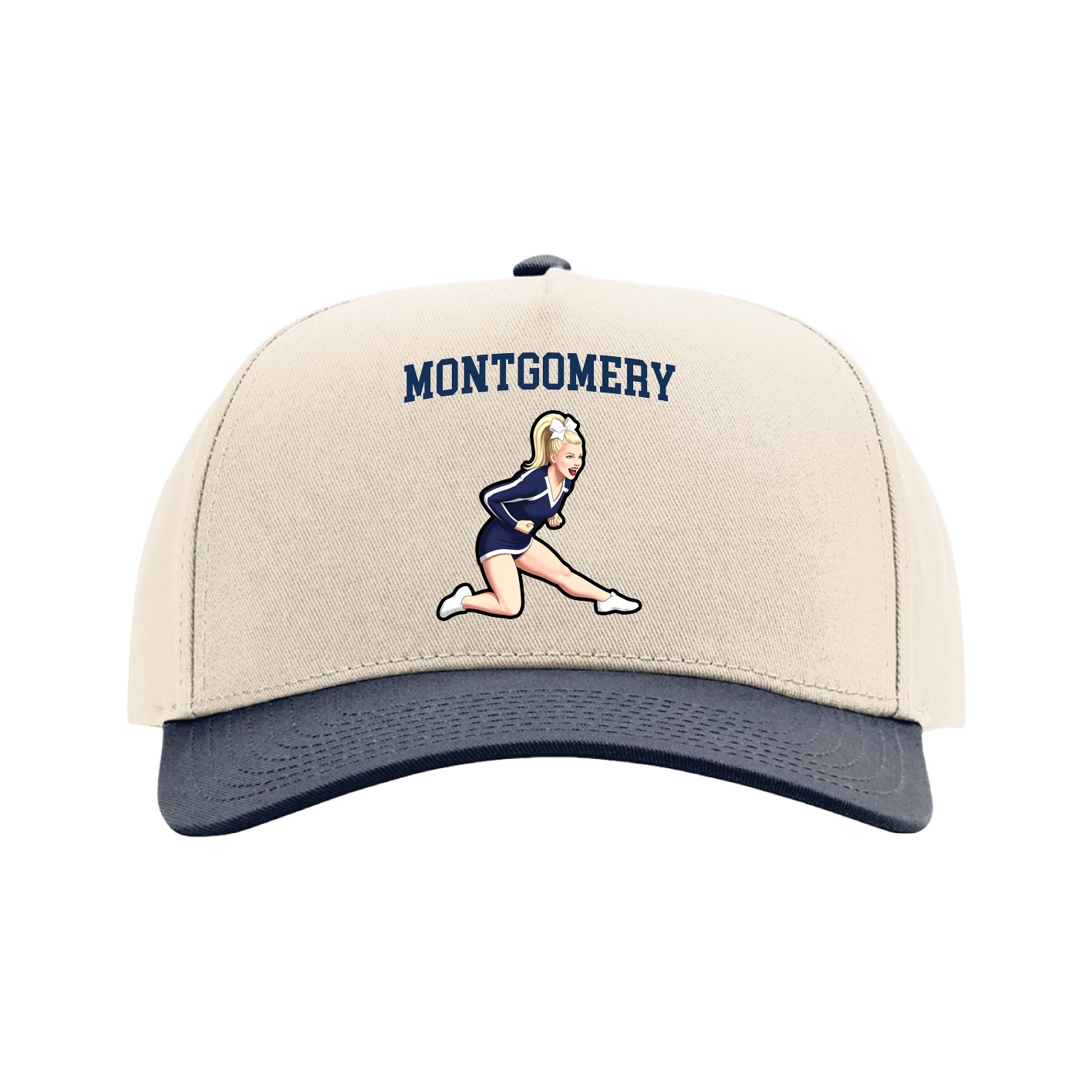 Full Fabric Five-Panel Champ Cap — Shirsey in Cream/Navy