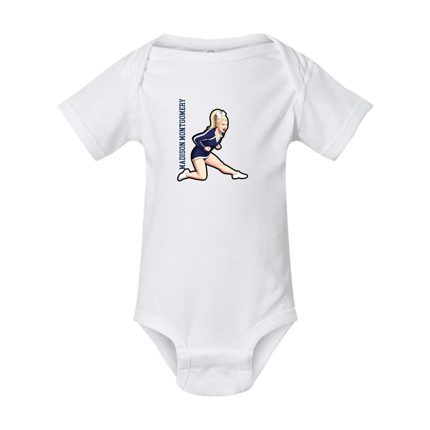 Baby Onesie — Name Vertical in White