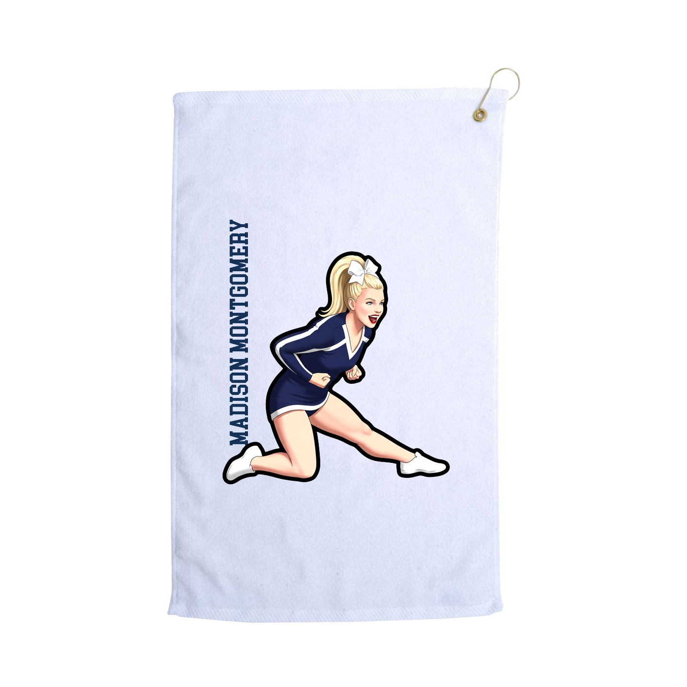 Golf Towel — Name Vertical in White