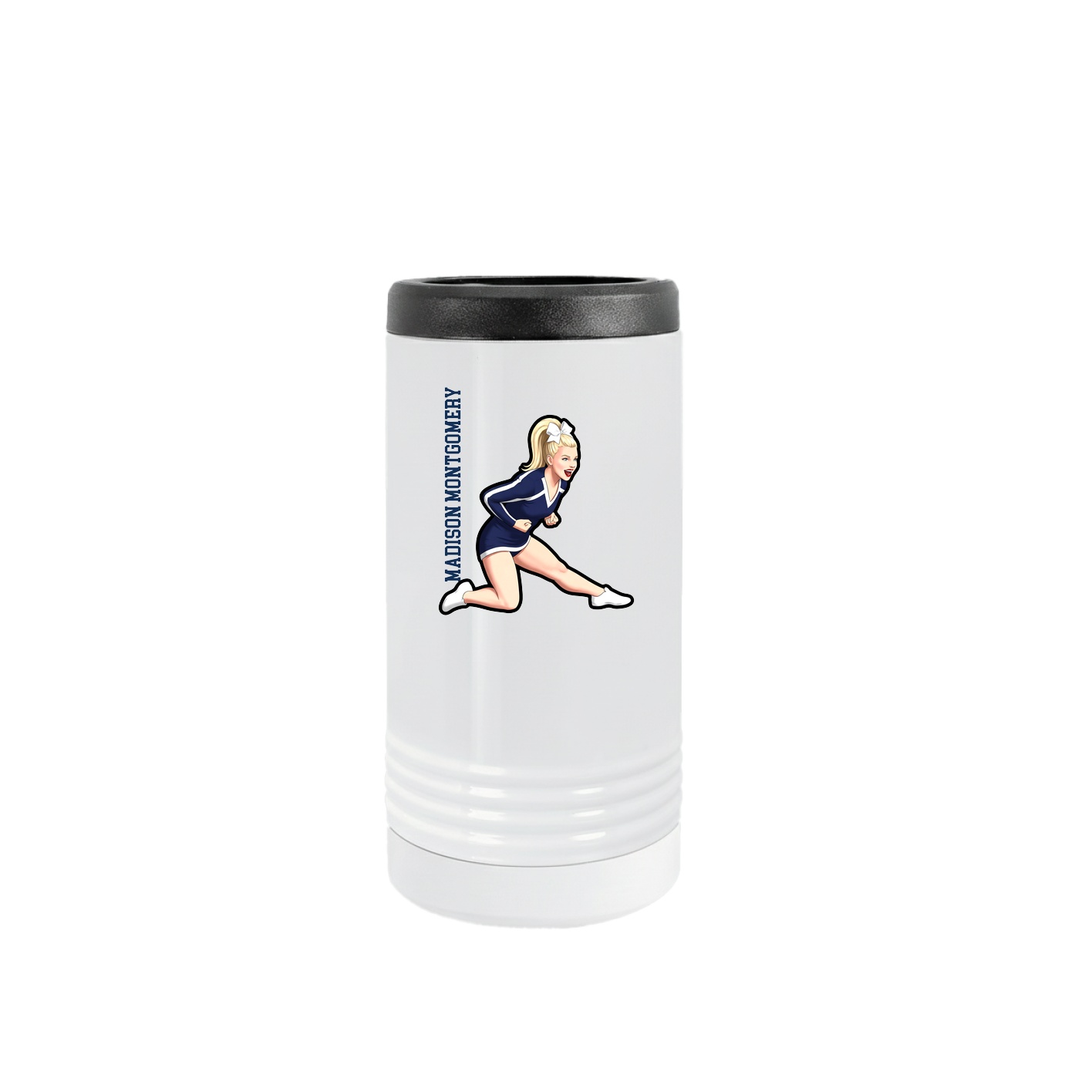 Slim Beverage Holder — Name Vertical in White
