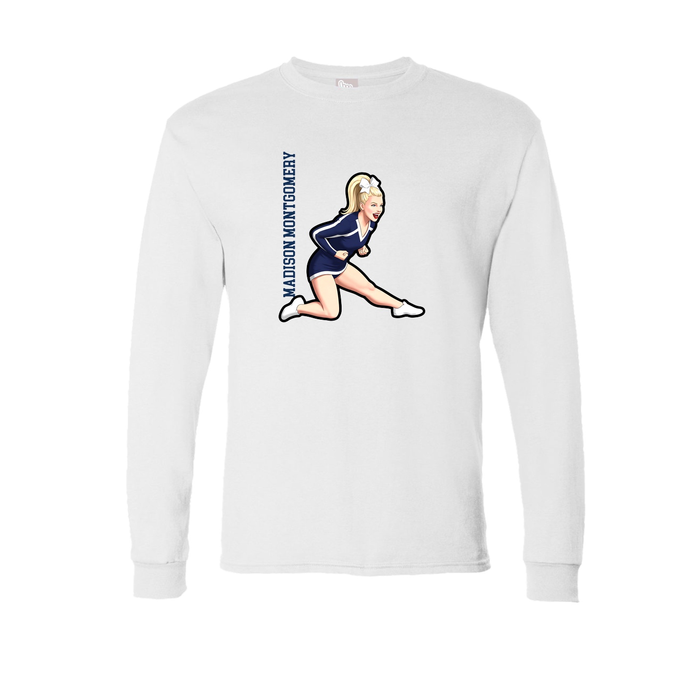 Long Sleeve Tee — Name Vertical in White
