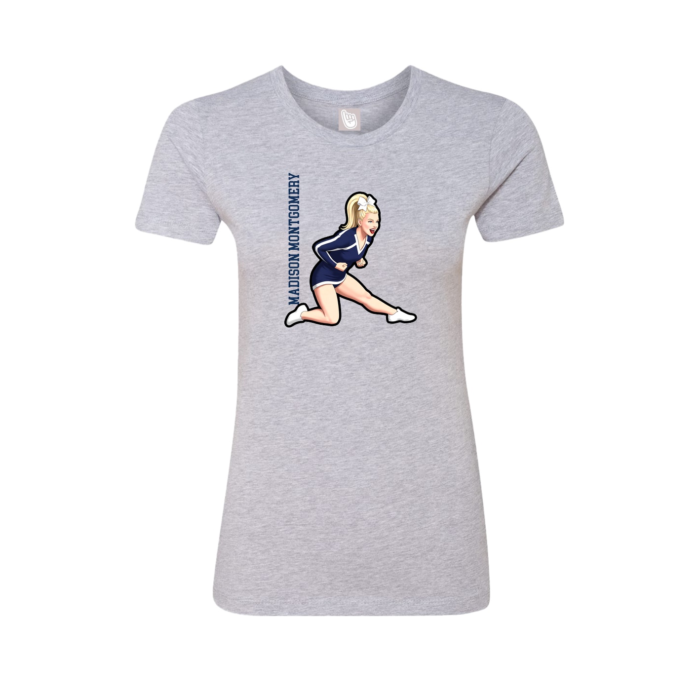 Womens Tee — Name Vertical in Grey