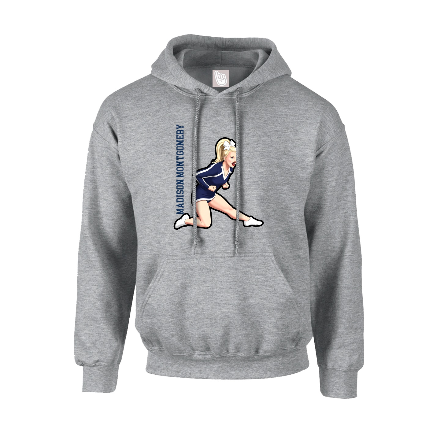 Youth Hoodie — Name Vertical in Grey