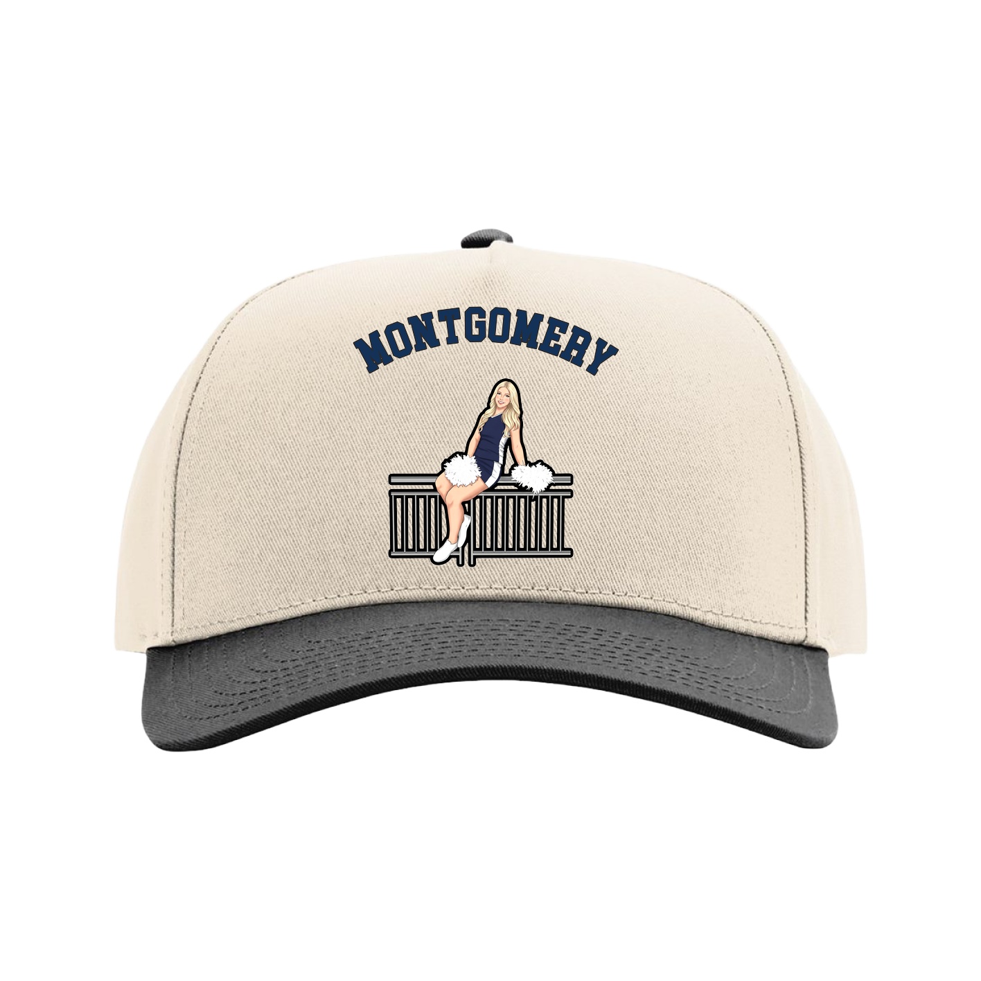 Full Fabric Five-Panel Champ Cap — Shirsey Arch in Cream/Black
