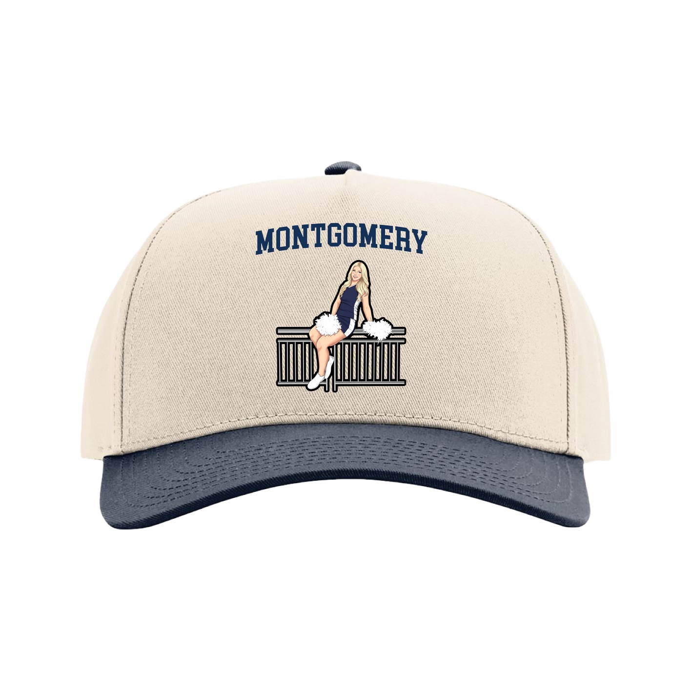 Full Fabric Five-Panel Champ Cap — Shirsey in Cream/Navy