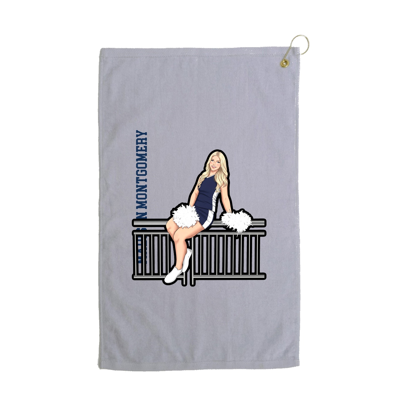 Golf Towel — Name Vertical in Grey